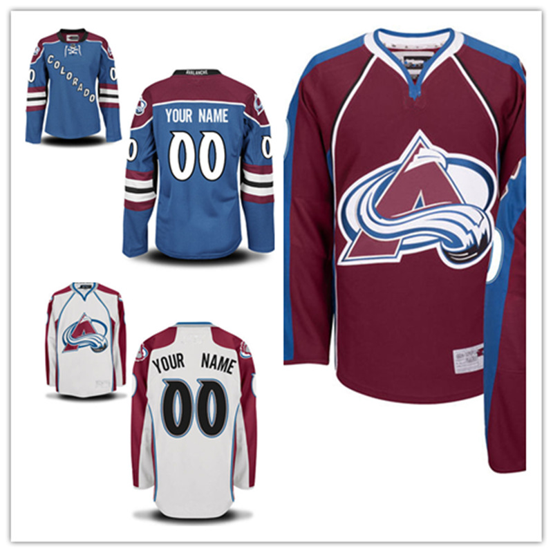 Men's cheap Customized Colorado Avalanche Maroon Home Premier Ice Hockey Jersey Blue white Avalanche Personalized Jerseys