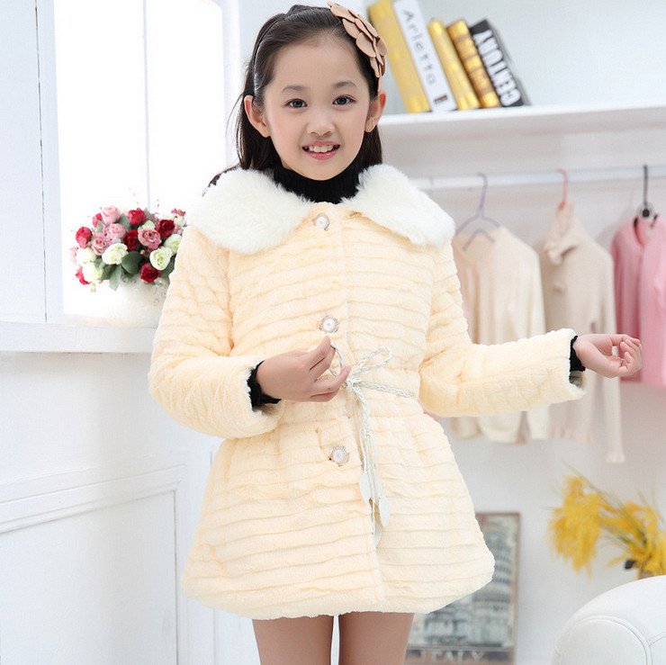 2015 New Fashion Baby Girls Faux Fur Coat Winter Cute Thicken Warm Fur Coat High Quality Kids Lovely Outwear Roupas de Menina