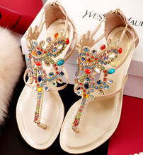 ... sandals Rome jewels flat sandals genuine leather ladies shoes flip