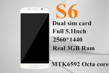 Original s6 phone Dual sim card Mtk6592 octa core s6 mobile phone 3GB Ram 64GB ROM 2560*1440 Cell phone android 5.0 smartphone