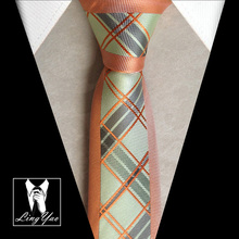New arrival stylish slim tie mens causal necktie orange with green fashion plaids font b chequer