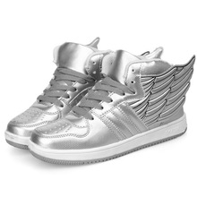 2016 New women fashion with large angel wings flats silver bridal shoes ladies cusual shoes