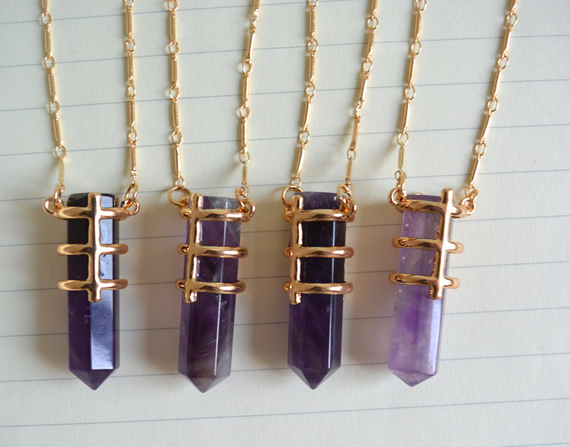 purple stone pendant necklace 