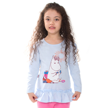 Moomin 2016 spring fashion girls long sleeve T-shirt cartoon tee o-neck girls t shirt kids clothing yellow