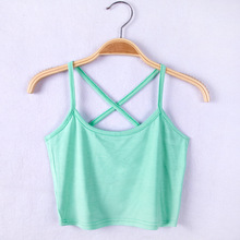 sexy women strap tank crop tops cotton sleeveless short vest camis 2015 summer new 6 candy