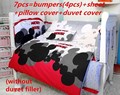 Promotion 7PCS Mickey Mouse Crib Bedding Piece Set Baby Bed Around Free Shipping bumper sheet pillow