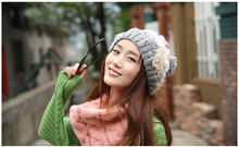 Fashion Female Autumn and Winter Korean Style Handmade Knit Woolen Warm Hat