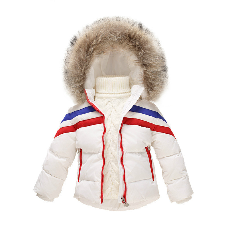 2016 New Girl Winter Jacket Boys Parka Coat Solid Baby Girl Snowsuit Thick Real Fur Hooded