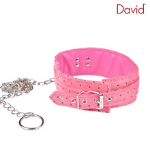 Davidsource Heart Dot Soft Pink Collar With Metal Rope Adjustable Salve Harness Kinky Bondage Fetish BDSM Gear Adult Sex Toy
