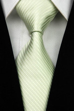 NT0020 Green Silver Stripe Smooth Jacquard Woven Classic Type Silk Polyester Man s Business Luxury Tie