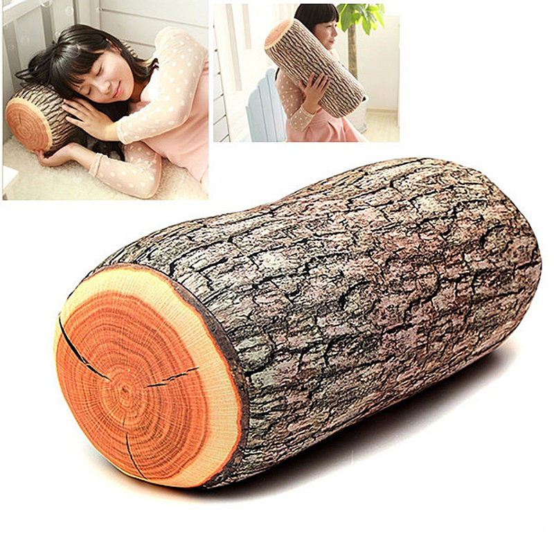 Creative Wood Log Shape Soft Car Seat Head Rest Body Neck Support Cushion Home Bed Back Cushion Soft Neck Throw Pillows