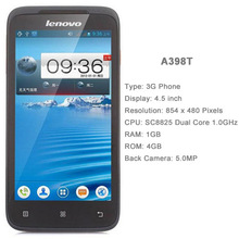 Original Lenovo A398T smartphone 4 5 IPS Dual Core Dual Sim Android phone SC8825 512RAM 854x480