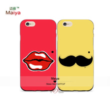 2pcs/Lots Lovers Lips Moustache Best Friends Lover Phone Cases For Iphone6 6plus Case Cover Valentine’s Gift