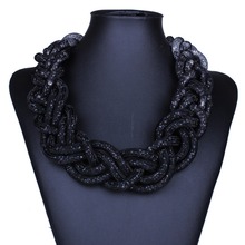 European fashion jewelry fashion simple geometric knitting multicolour necklace XL6064