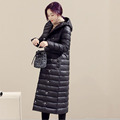 Fall 2016 new woman with long down jacket package mail with knee length of thin solid