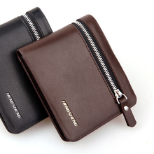 2015 New High quality Leather men Wallet zipper purse men, Wholesale leather men’s Wallets, Free Shipping