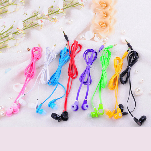 Flat Cable 3 5mm Earbud Earphone Headphone headset For Samsung iPhone 5 6 6s Stereo Bass