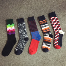 Men’s Happy Socks Meias Men British Style Calcetines Gradient Color Male Cotton Tube Sock for Men Hombre Long Socks