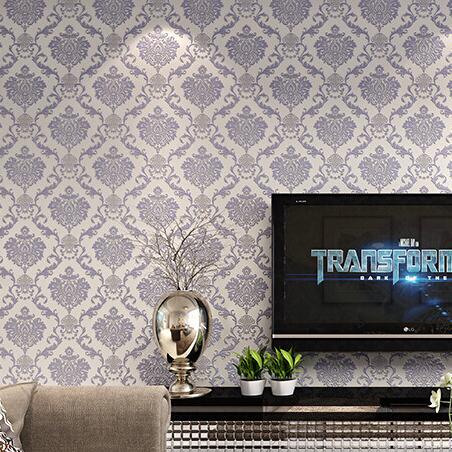 Gorgeous Victorian Damask Pattern Style Flocking Non-Woven Wallpaper Rolls,5 Colors,Bedroom.TV Background Wall R373