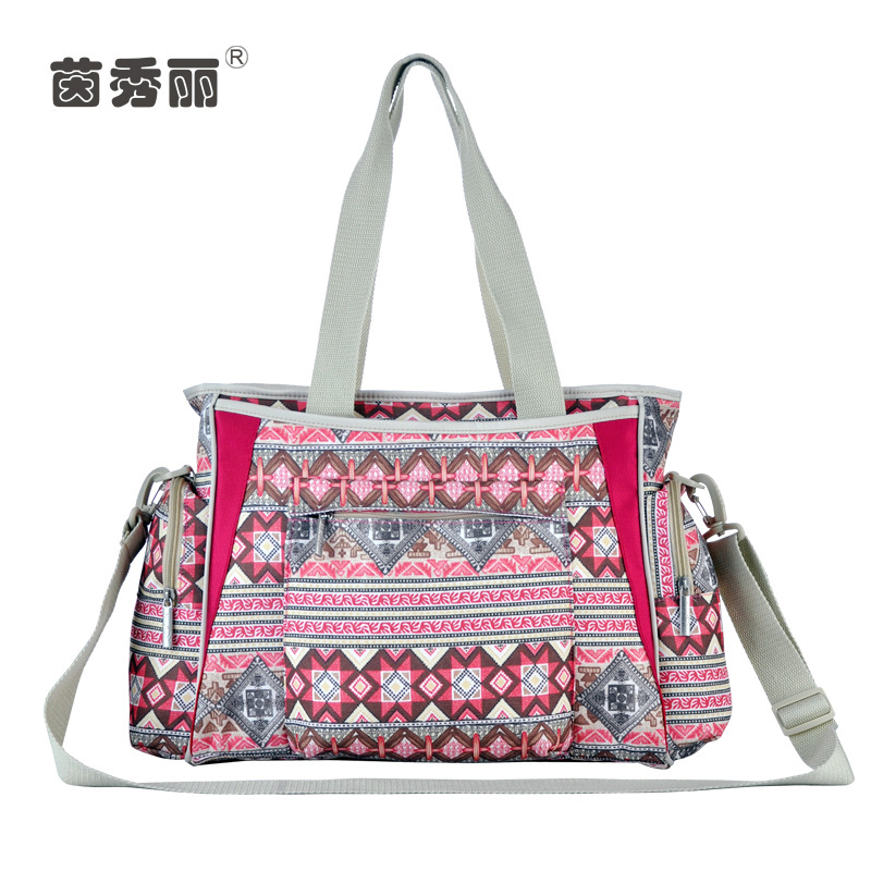 Cotton canvas mummy bag multi-function large capacity worn maternal and child to go out to give the baby diaper bag