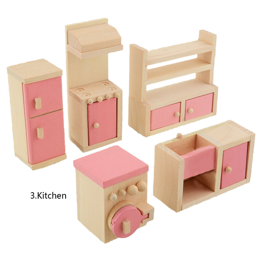 Entzückende holz miniatur puppenhaus möbel set kinder spielzeug ...