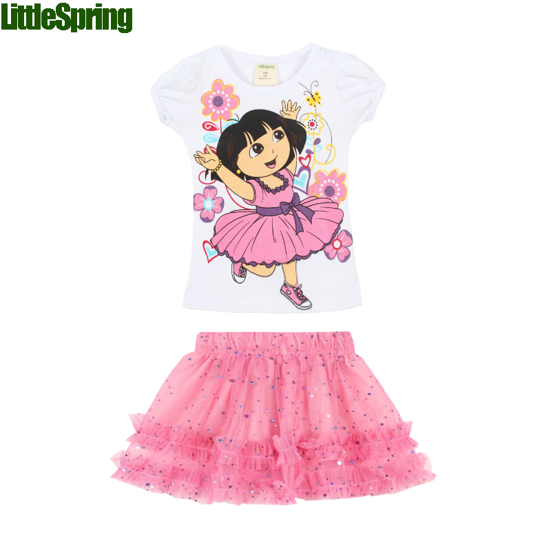 Гаджет  Retail Children Sets! New 2014 summer Dora child clothing sets Cartoon casual suit Kids skirt set Little Spring GLZ-T0238 None Детские товары
