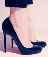 8cm 10cm 12cm black round toe heels for women 2015 spring genuine leather patent office lady