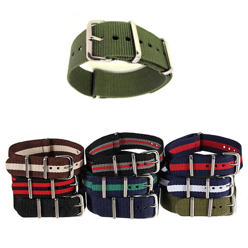 20MM nylon watchband with steel buckle waterproof Straps sport wrist NATO watch band Multi color for