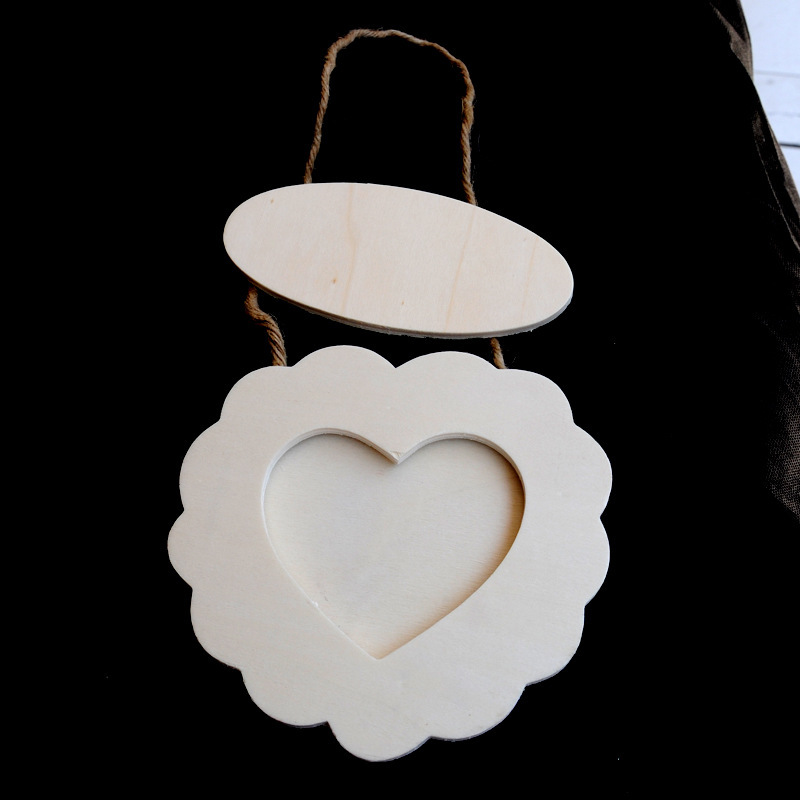 Wood Love heart frame Children heart shape hanging photo frame DIY