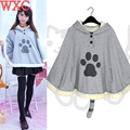 Harajuku Neko Atsume Cosplay Cloak Winter Cute Cat Hoodies Coat Daily Fleece Cloak Xmas Gift Lolita