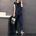 Womens Denim Straps Jumpsuits 2016 Korean Style Students Casual Cowboy Little Feet Pants Slim Plus Size