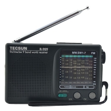 Tecsun R909  9 Band World Receiver Stereo FM/MW/SW  High Quality Portable Radio ,Black,Free Shipping