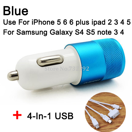 3 1A Dual USB Car Charger Alloy 2 Port Universal Fast Charging For Ipone 5 5s