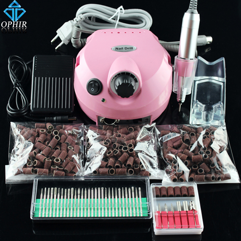 OPHIR 110V US Plug Pink 30000 RPM Electric Manicure Drills Kits with 300x 80
