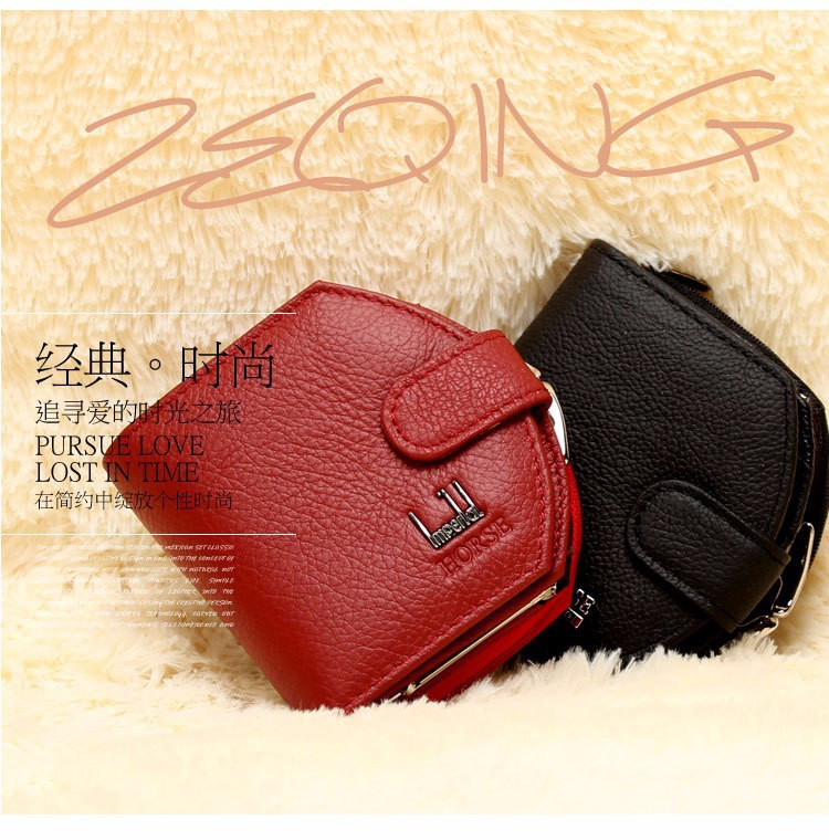 2015 Genuine Cowhide Leather wallet Brand Women Wallet Short Design Lady Purse Mini Clutch Wallet Leather cartera High Quality (2)