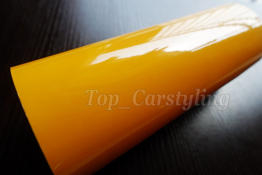 bright hornet yellow glossy shiny car wrapping fim (3)