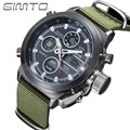 2016 GIMTO Sports Men Watch Leather Nylon Quartz Shock LED Digital Watch Army Military Waterproof Male