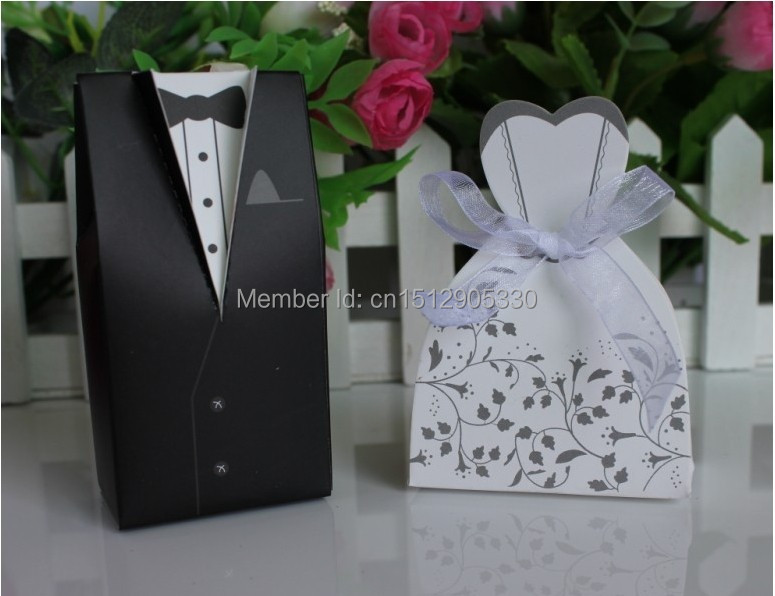 2015 new 100 pcs/lot Bride and Groom Wedding Favor Boxes Gift with ...