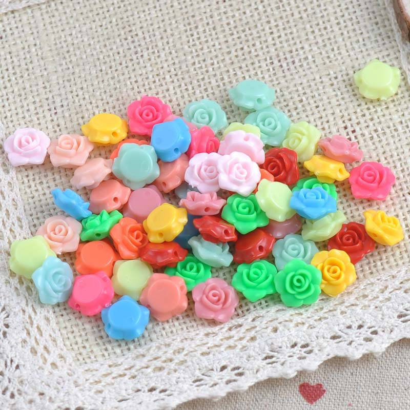 2014-New-100PCs-MIX-Colors-Lovely-flower-Shape-Acrylic-beads-flatback-Cabochon-Scrapbooking-Craft-DIY-wholesale