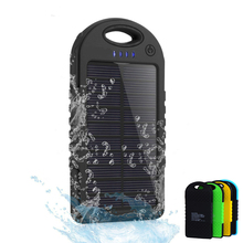 Dual USB 5000mAh Waterproof Solar Power Bank Portable Charger Outdoor Travel Enternal Battery Powerbank for iPhone Android phone