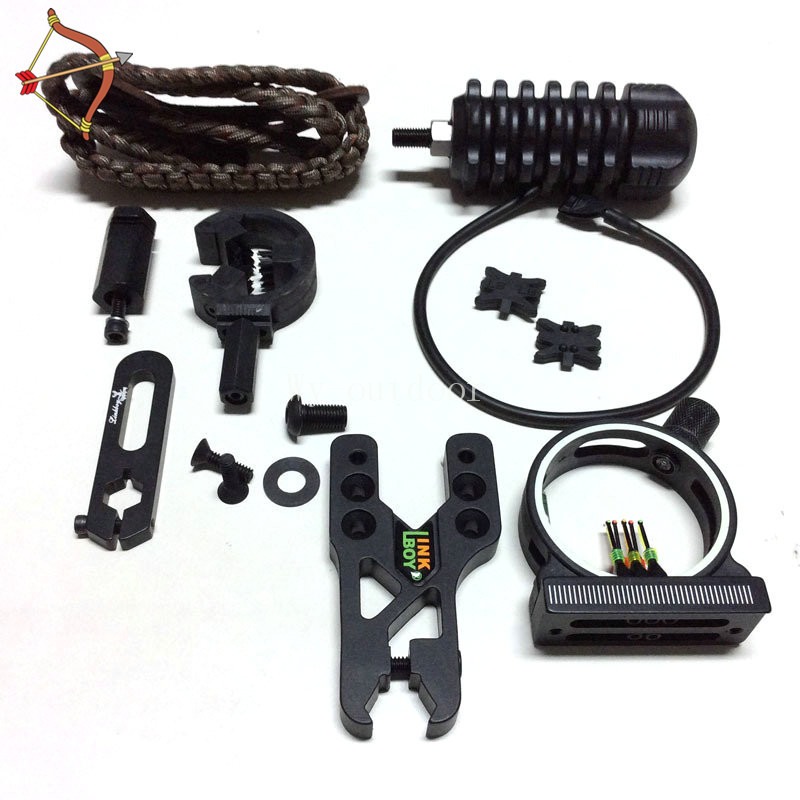 6 in1set UPGRADE KIT COMPOUND BOW STABILIZER OPTIC SIGHT ARROW Rest Peep Free Shipping