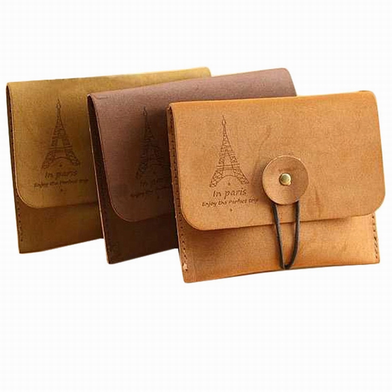 Vintage women wallets faux leather coin purses brown color small wallet Fashion matte leather ...