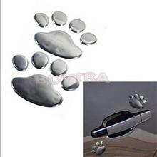 Silver Auto Car 3D Sticker Dog Bear Animal Footprints for Automobiles & Motorcycles Badge Emblem Car Decoration Decal 6.5 x 6cm