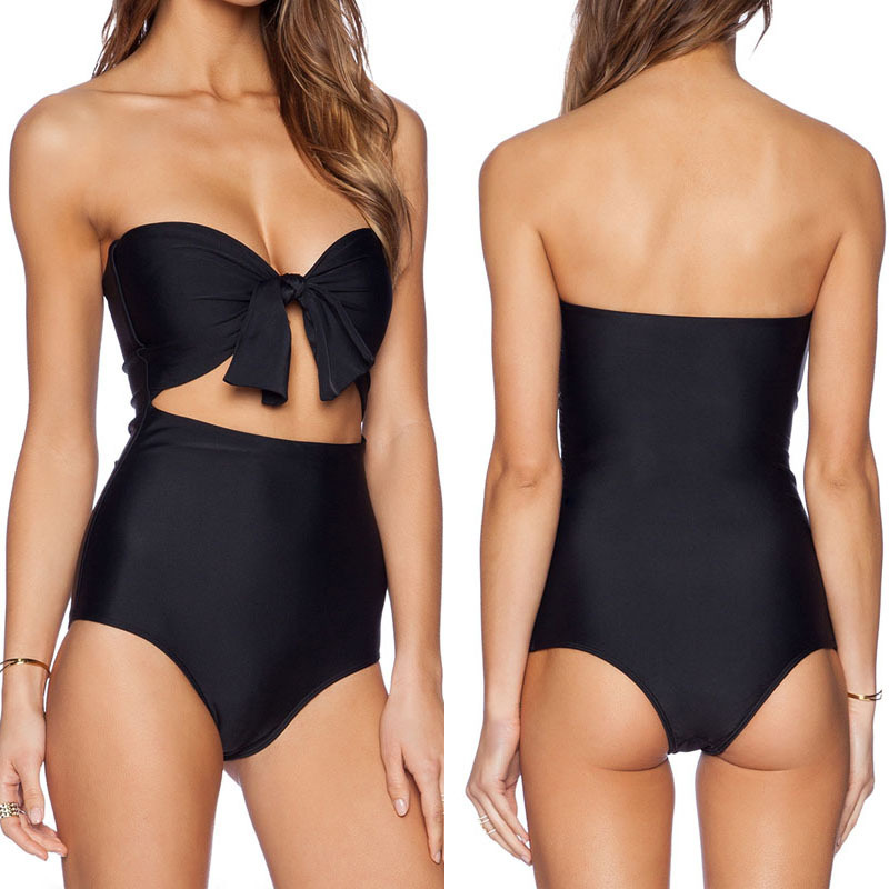 strapless one piece swimsuit cutout