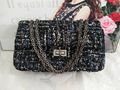 New Wine Red Plaid Wool chain bag high grade composite Tweed Fabric handbags ladies bag