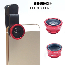 Mobile Phone Accessories Universal 3 in 1 Fisheye Lens Macro Wide Angle Lente Olho de Peixe