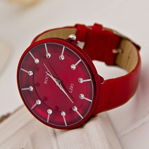 New 2015 Korea Hot Sale Fashion Women Dress Watches Luxury Transparent Diamond Watch Women Shiny Leather