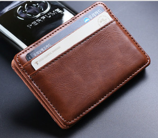 New Arrival Fashion Leather Men Magic Wallets Money Clip Retail Purple High Quality Card and Coin