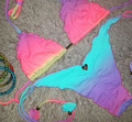 Hot Sale 2016 Summer Sexy Women Rainbow Bikini Sets Ruffles Triangle Swimsuits for Ladies Woman Beach