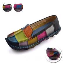 Handmade Vintage Women’s Shoes Genuine Leather Female Moccasins Loafers Soft Cow Muscle Sole Casual Shoes Flats Sapato Feminino